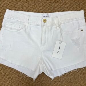 Frame Denim Shorts Womens Size 26 White Le Cutoff Model Distressed Blanc Rookley